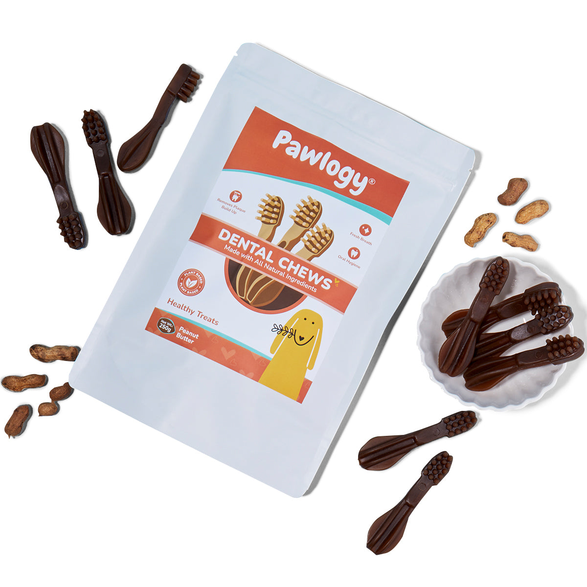 DENTAL CHEW STICKS Brown Peanut Butter